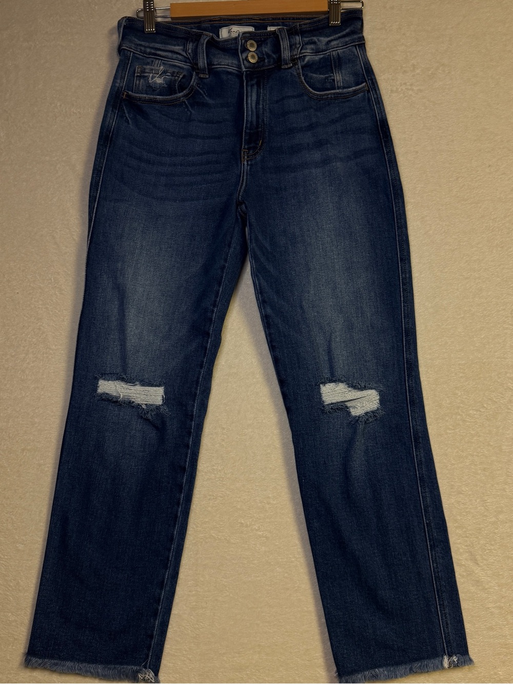 KanCan Dark Blue Distressed Cropped Jeans
